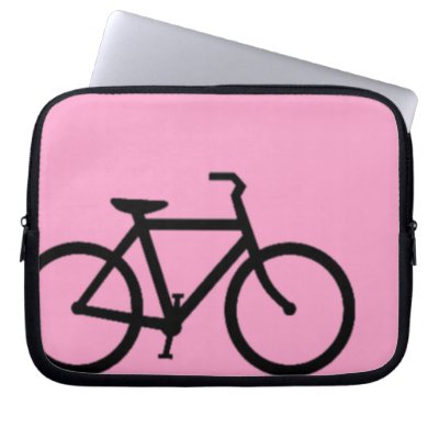 Bicycle: Black on Pink Computer Sleeve by sk2id3oo