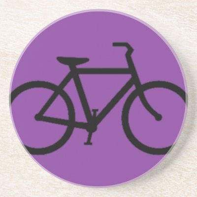 Bicycle: Black on Purple Beverage Coasters by sk2id3oo