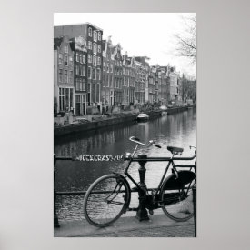 Bicycle by Canal Poster