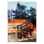 Bicycle by Train Station Greeting Cards