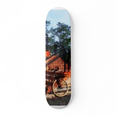 Bicycle by Train Station Custom Skateboard by SusanSavad