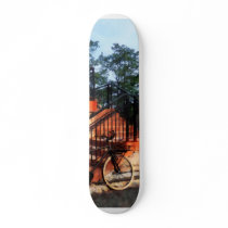 Bicycle by Train Station Custom Skateboard