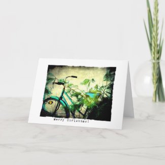Bicycle Christmas Grunge Greeting Cards
