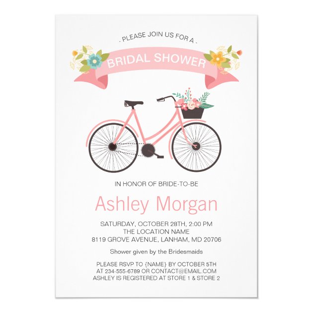 Bicycle Classy Chic Blush Pink Bridal Shower Card (front side)