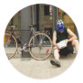 Bicycle Courier Messenger Cycle Bicycling Cycling Round Stickers