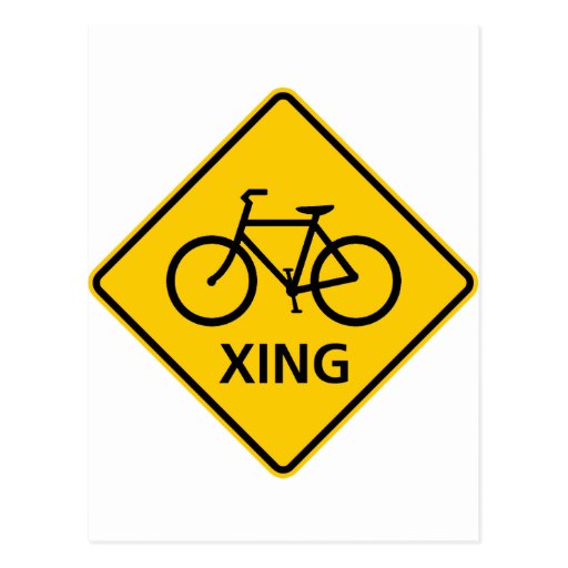 Bicycle Crossing Highway Sign Postcards