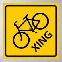 Bicycle Crossing Highway Sign Print