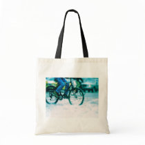 Bicycle Cycle Bicycling Cycling City Rain Storm Tote Bags