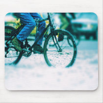 Bicycle Cycle Bicycling Cycling City Rain Storm Mousepads