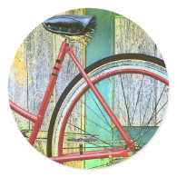 Bicycle Cycle Bicycling Cycling Old Shed Round Stickers
