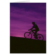 Bicycle Cycle Bicycling Cycling Purple Sunset Cards