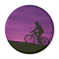 Bicycle Cycle Bicycling Cycling Purple Sunset Refrigerator Magnets