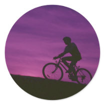 Bicycle Cycle Bicycling Cycling Purple Sunset Stickers