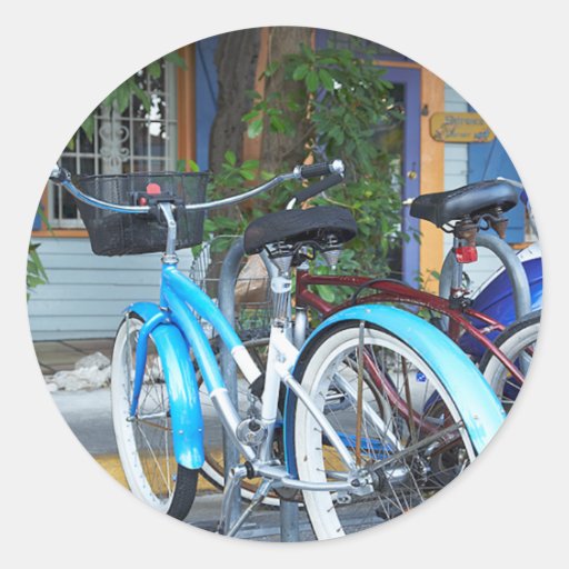 Bicycle Cycle Bicycling Cycling Shopping Miami Round Stickers