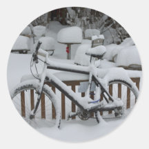 Bicycle Cycle Bicycling Cycling Waiting For Spring Round Stickers
