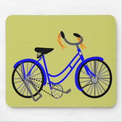 Bicycle Drawing, 1950's Style Mouse Mats by gailg1957