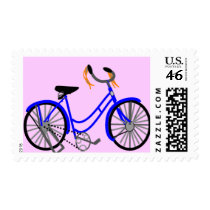 Bicycle Drawing, 1950's Style Postage Stamp
