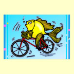 Bicycle Fish Poster - Sparky funny cute comics posters