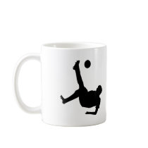 bicycle kick soccer player coffee mug