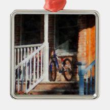 Bicycle on Porch Christmas Ornaments