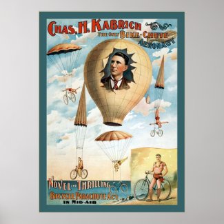 Bicycle Parachute Act ~ Vintage Performance Poster print