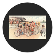Bicycle race scene round stickers