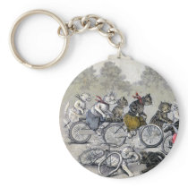 Bicycle Riding Cats Key Chain