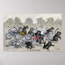 Bicycle Riding Cats Poster