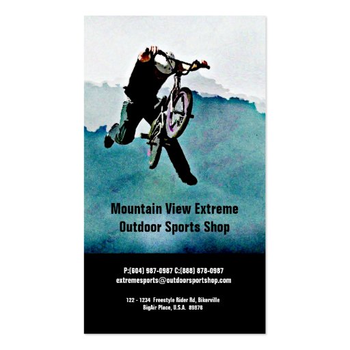 Bicycle Shop or Outdoor Sports Store Business Card (front side)
