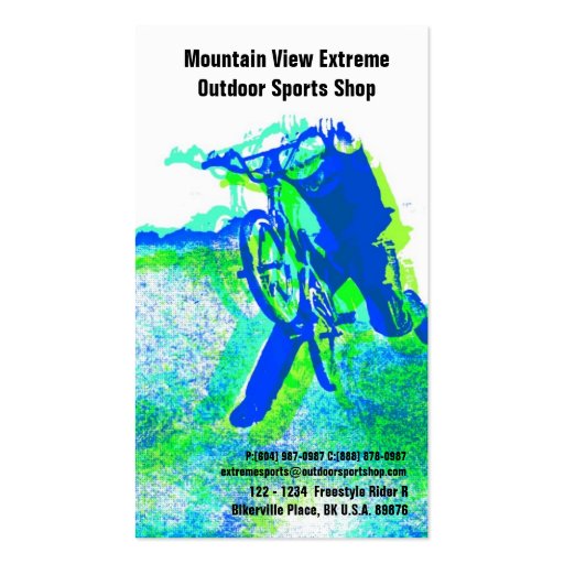 Bicycle Shop or Outdoor Sports Store Business Cards (front side)