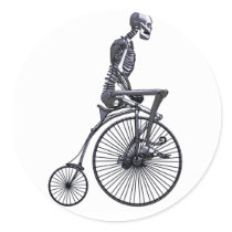 Bicycle Skeleton Round Sticker