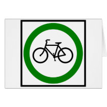 Bicycle Traffic Highway Sign Greeting Cards
