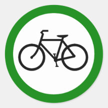 Bicycle Traffic Highway Sign Round Stickers
