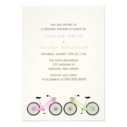 Bicycles His and Hers Bridal Shower Personalized Invite