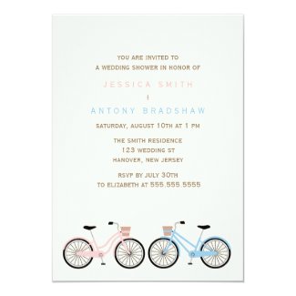 Bicycles His and Hers Bridal Shower Personalized Announcement