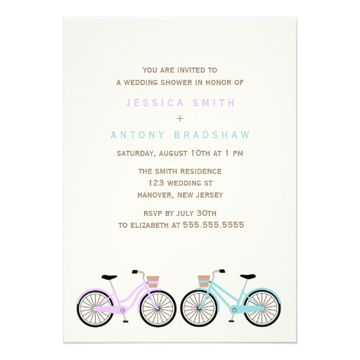 Bicycles His and Hers Bridal Shower Invites