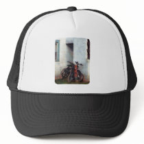 Bicycles in Yard Trucker Hats