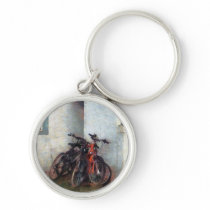 Bicycles in Yard Keychains