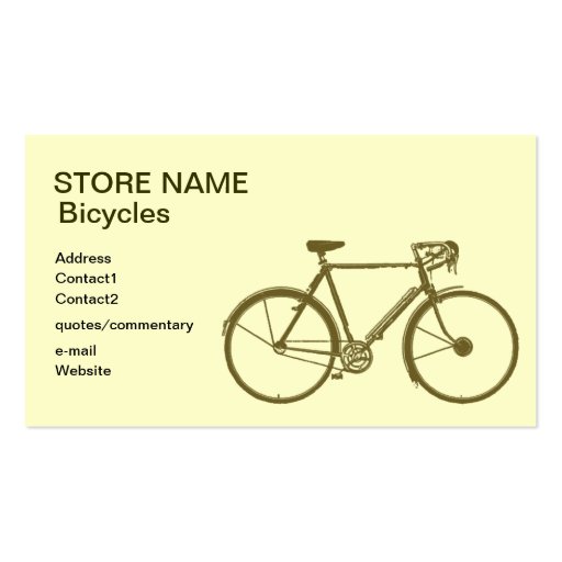 Bicycles store business cards