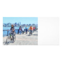 Bicycling Along Pier A Hoboken NJ photo cards