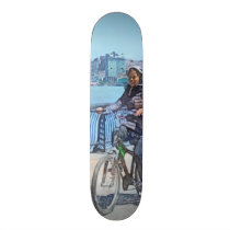 Bicycling Along Pier A Hoboken NJ skateboards