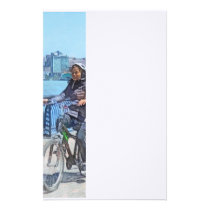 Bicycling Along Pier A Hoboken NJ stationery