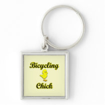 Bicycling Chick Key Chain