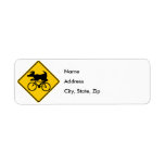 Bicycling Deer Crossing Highway Sign Return Address Label
