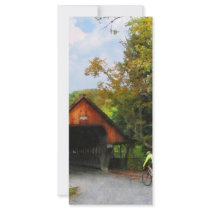 Bicyclist at Middle Bridge Woodstock VT Rack Card Design