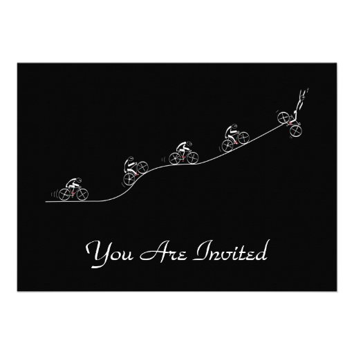 Bicyclist going over the hill custom invites