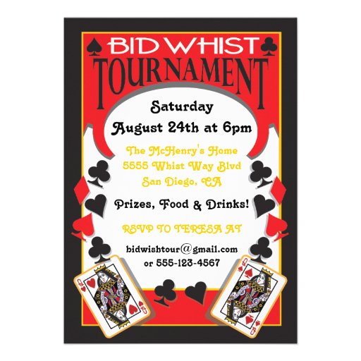 Bid Whist Tournament Party Invitation