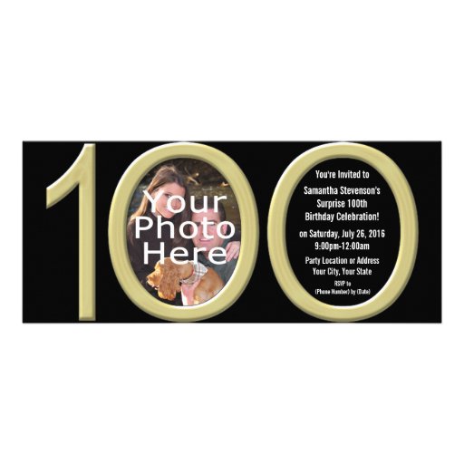 Big 1-0-0 Gold Party Invitations