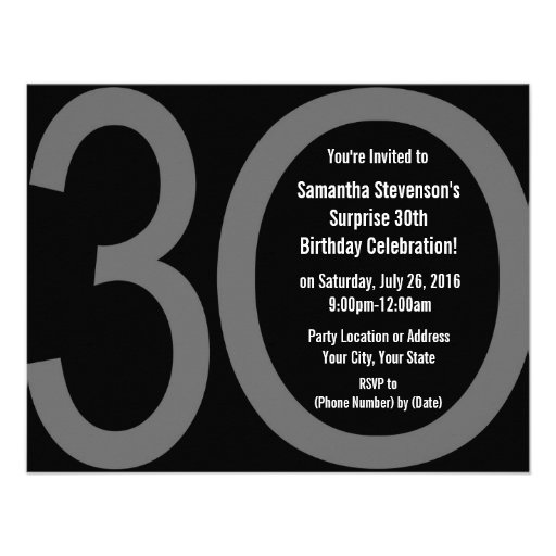 Big 3-0 Birthday Party Invitations (front side)
