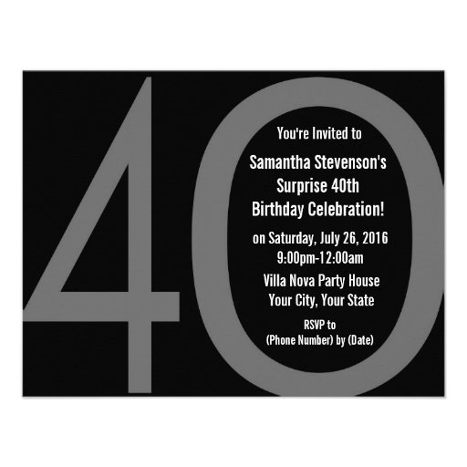 Big 4-0 Birthday Party Invitations
